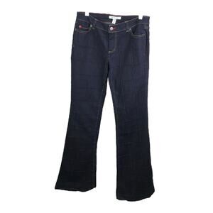 Peace Love World Women's Sz 4 Wide Leg Jeans Blue Patchwork Dark‎ Wash Denim